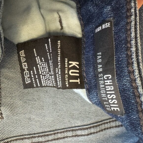 Kut From The Kloth Sz 10 High Rise Chrissie Fab Ab Straight Leg Distressed Jeans - Picture 4 of 9